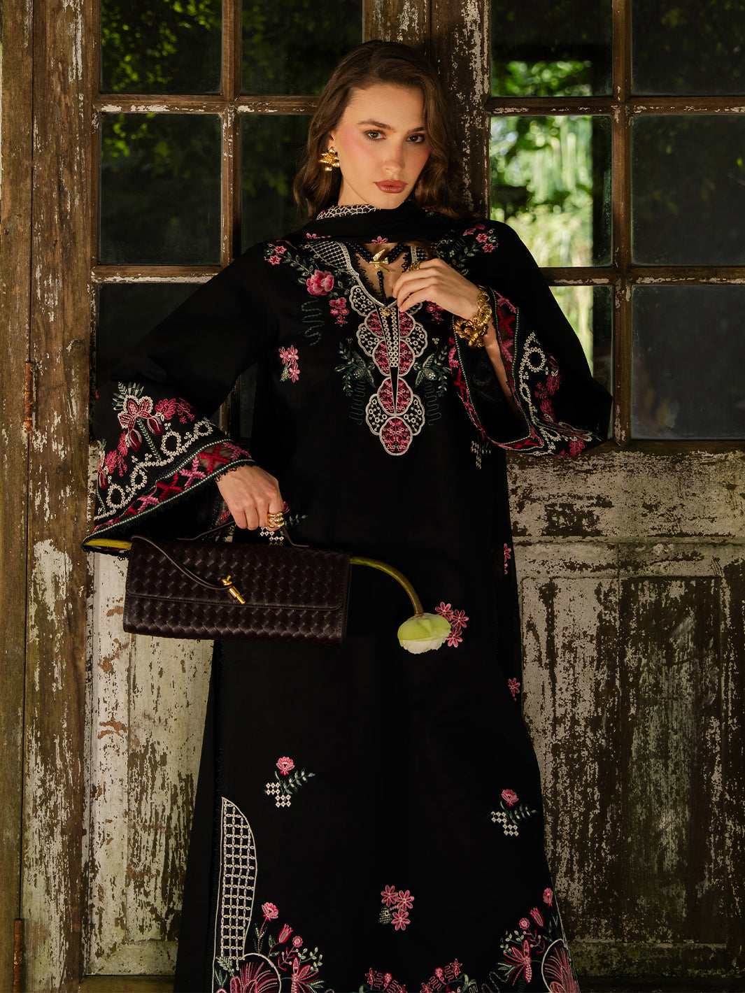 YARDS-Premium 3 Piece Lawn EMBROIDERED SHIRT WITH KHADDI NET EMBROIDERED DUPATTA AND TROUSER-BIC-4852