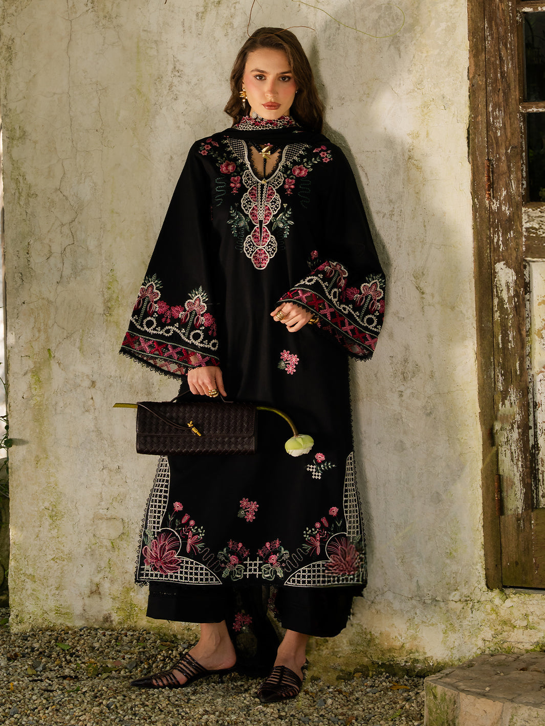 YARDS-Premium 3 Piece Lawn EMBROIDERED SHIRT WITH KHADDI NET EMBROIDERED DUPATTA AND TROUSER-BIC-4852