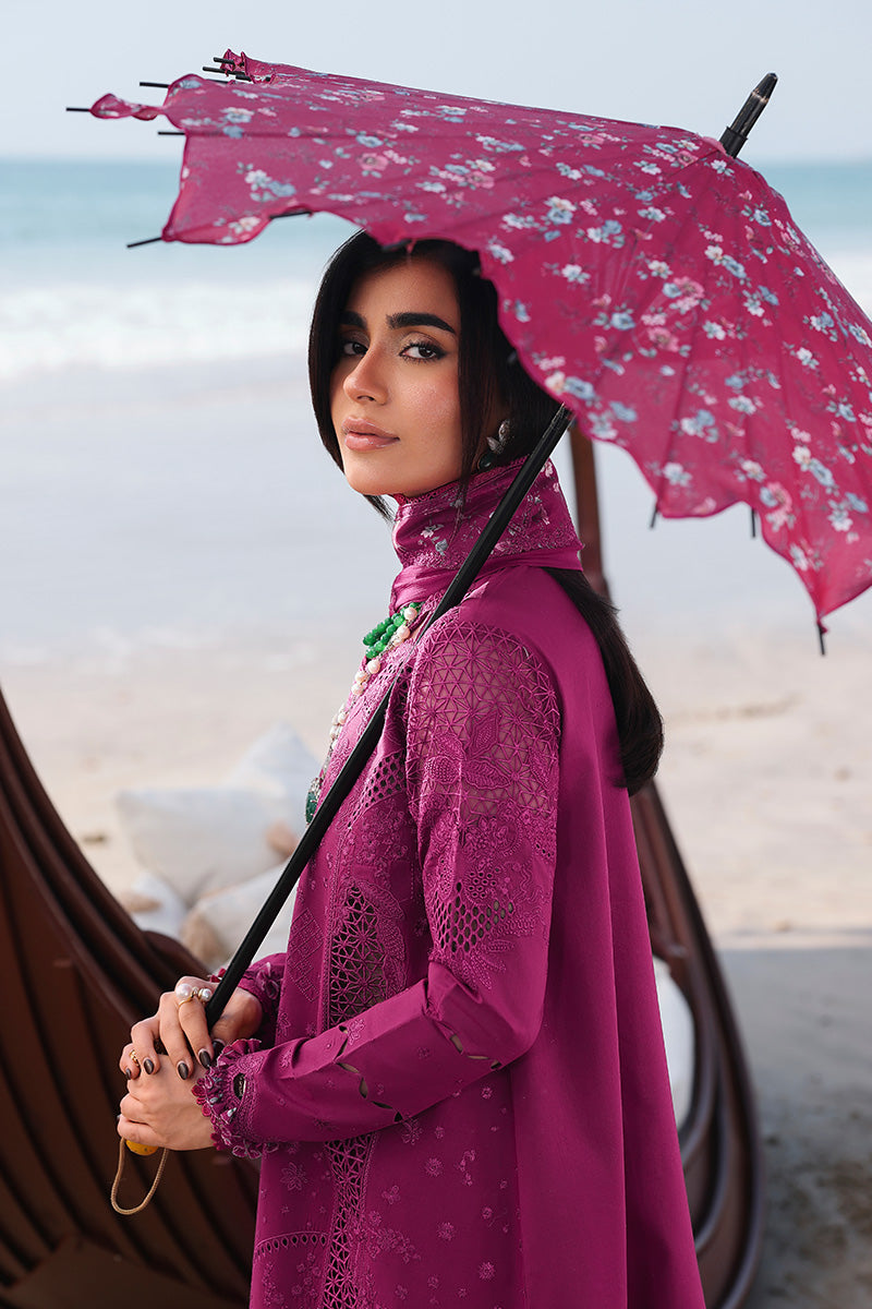 QALAMQAR-Premium 3 Piece Lawn EMBROIDERED SHIRT WITH KHAADI NET SILK EMBROIDERED BORDER DUPATTA AND TROUSER-BIC-4835