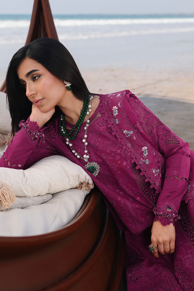 QALAMQAR-Premium 3 Piece Lawn EMBROIDERED SHIRT WITH KHAADI NET SILK EMBROIDERED BORDER DUPATTA AND TROUSER-BIC-4835