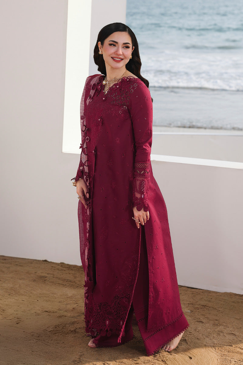 Qalamkar Premium 3 Piece Lawn Chikankari Embroidered With Organza Embroidered Dupatta-5219 FS