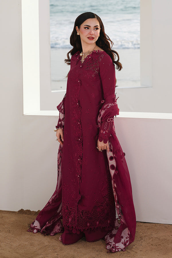 Qalamkar Premium 3 Piece Lawn Chikankari Embroidered With Organza Embroidered Dupatta-5219 FS