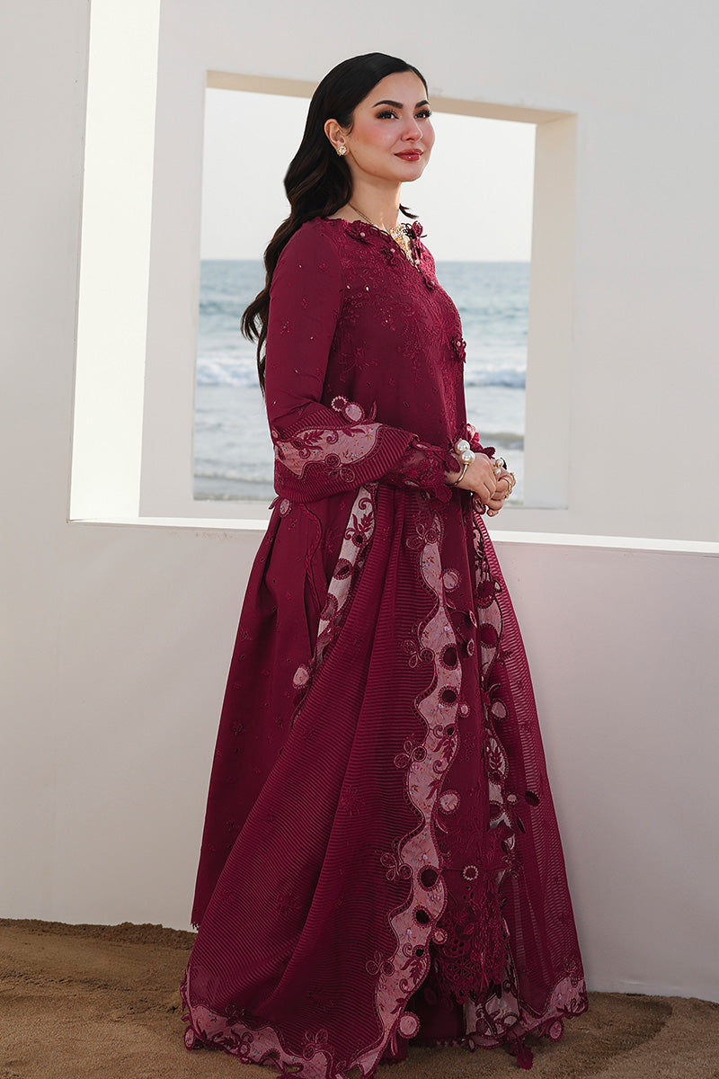 Qalamkar Premium 3 Piece Lawn Chikankari Embroidered With Organza Embroidered Dupatta-5219 FS