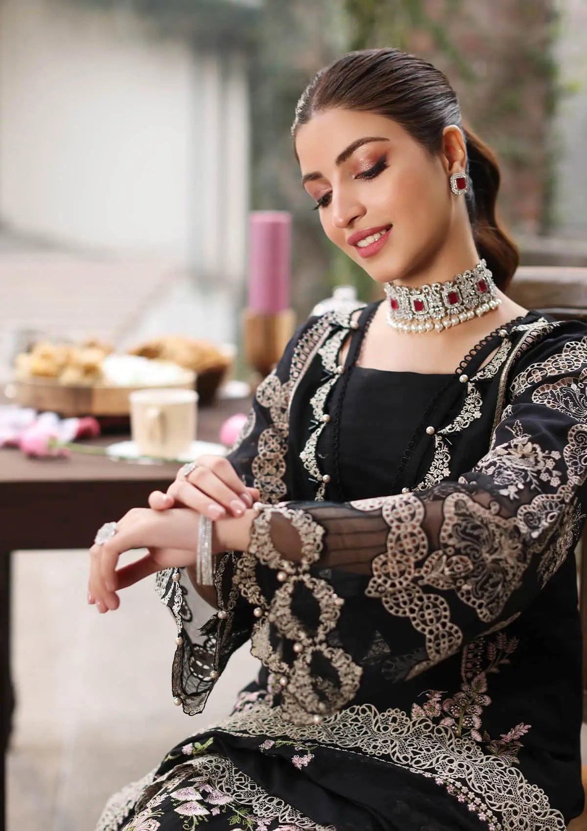 Kahaf 3PC LAWN EMBROIDERED SHIRT WITH  chiffon Dupatta AND TROUSER - NK 041 FT