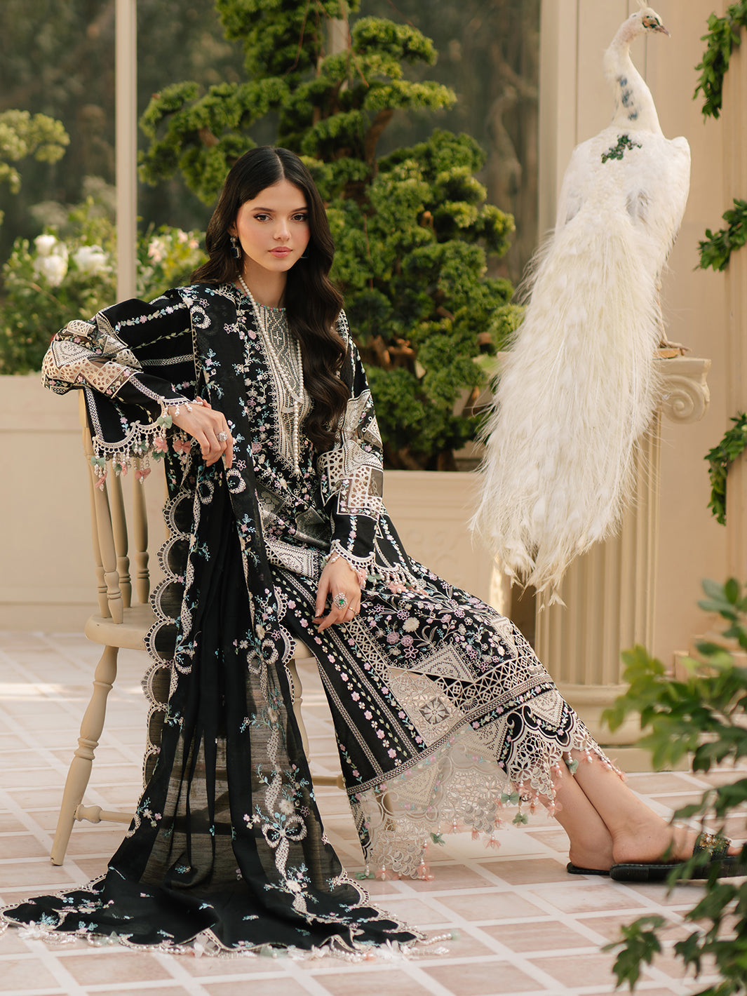 BIN ILYAS-Premium 3 Piece Lawn HEAVY EMBROIDERED SHIRT WITH KHADDI NET EMBROIDERED DUPATTA & LAWN TOUSER-BIC-4725