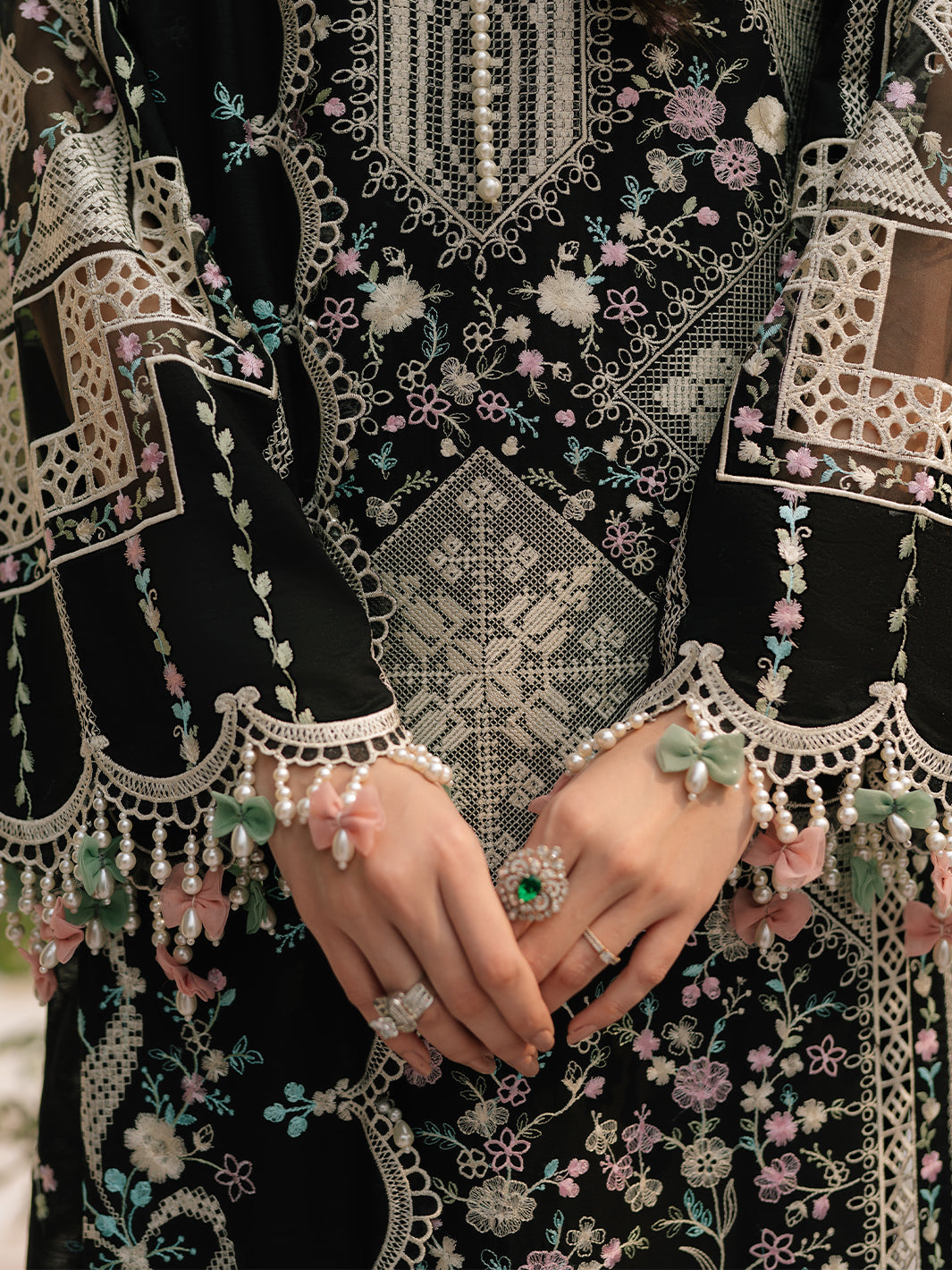 BIN ILYAS-Lawn-3PC Embroidered Shirt With Khadi Net Embroidered Dupatta-5216