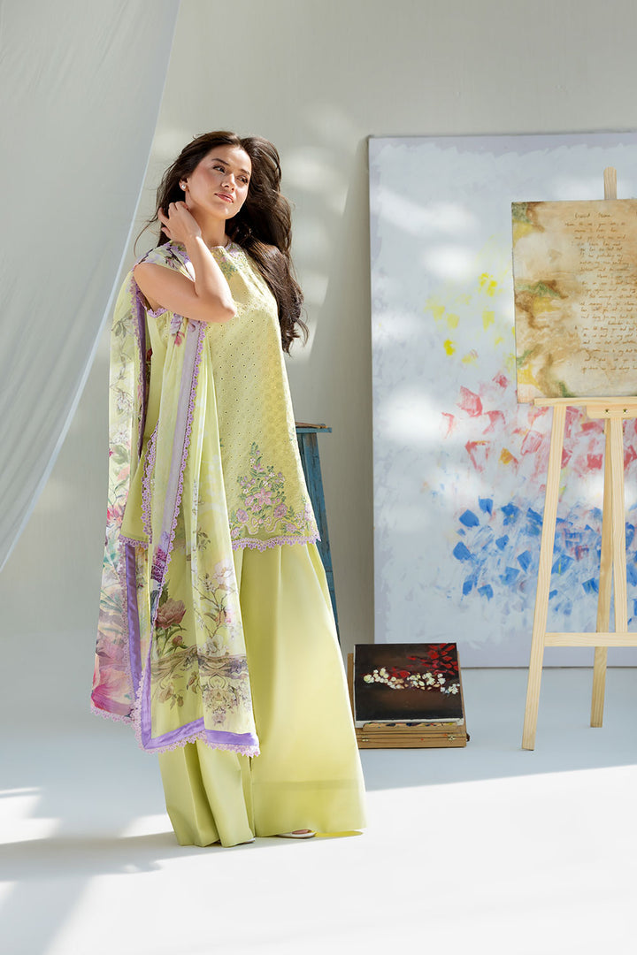 Ally's Premium 3 Piece Lawn Embroidered With Digital Printed Chiffon Dupatta-5253 FS