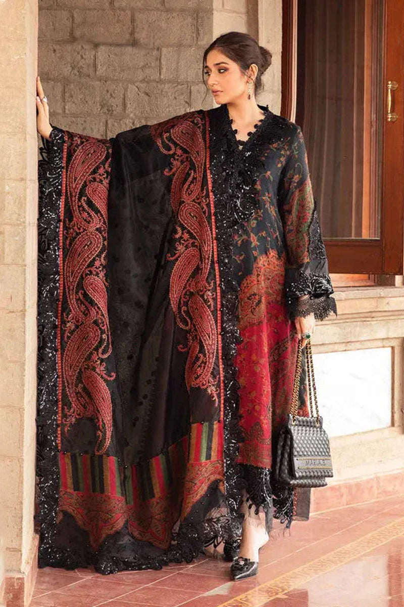 Maria B 3PC LAWN PRINTED SHIRT WITH Chiffon PRINTED DUAPTTA - D4
