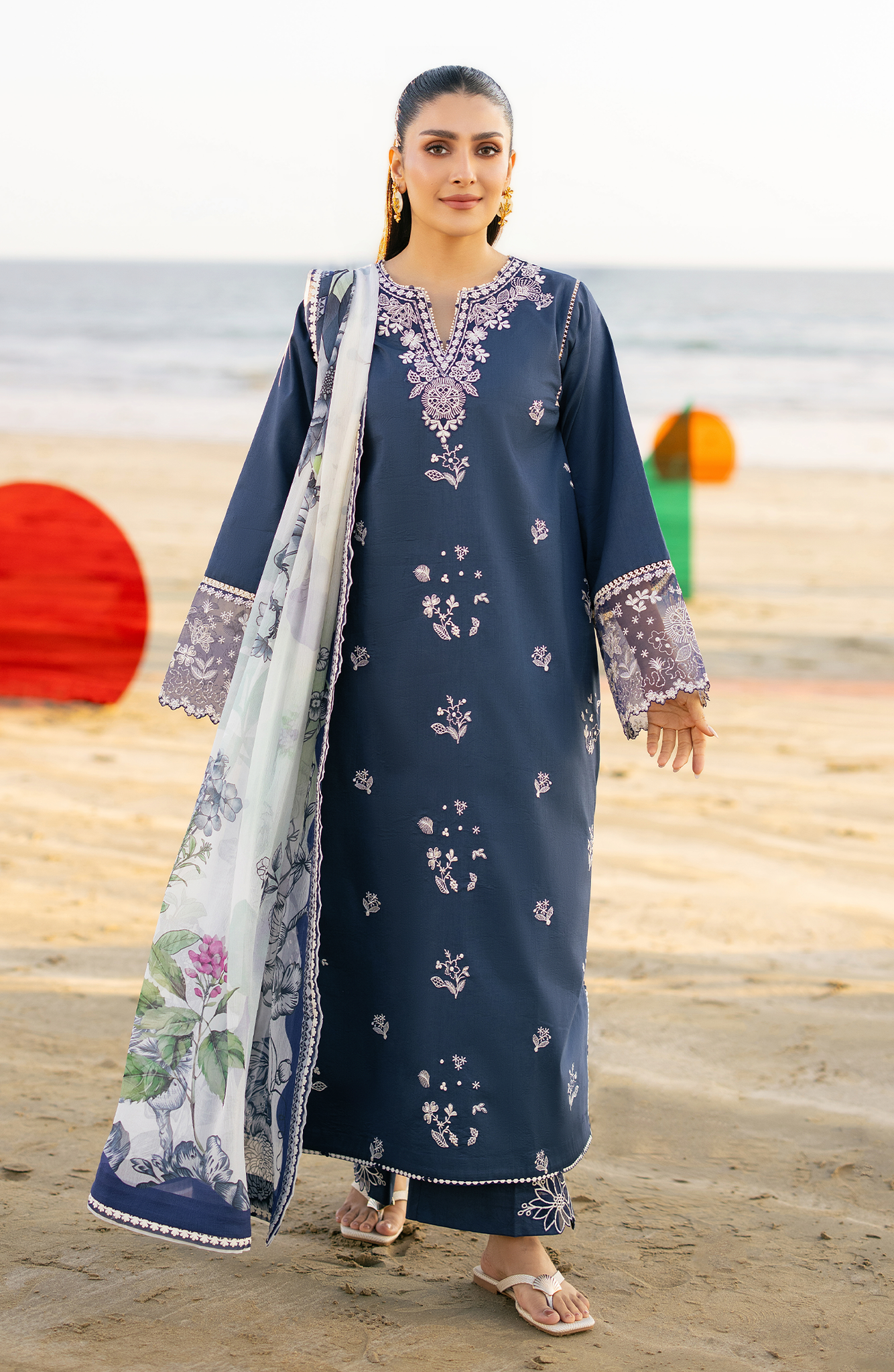 SERAN-Premium 3 Piece Lawn EMBROIDERED SHIRT WITH CHIFFON PRINT DUPATTA AND EMB TROUSER-BIC-4845