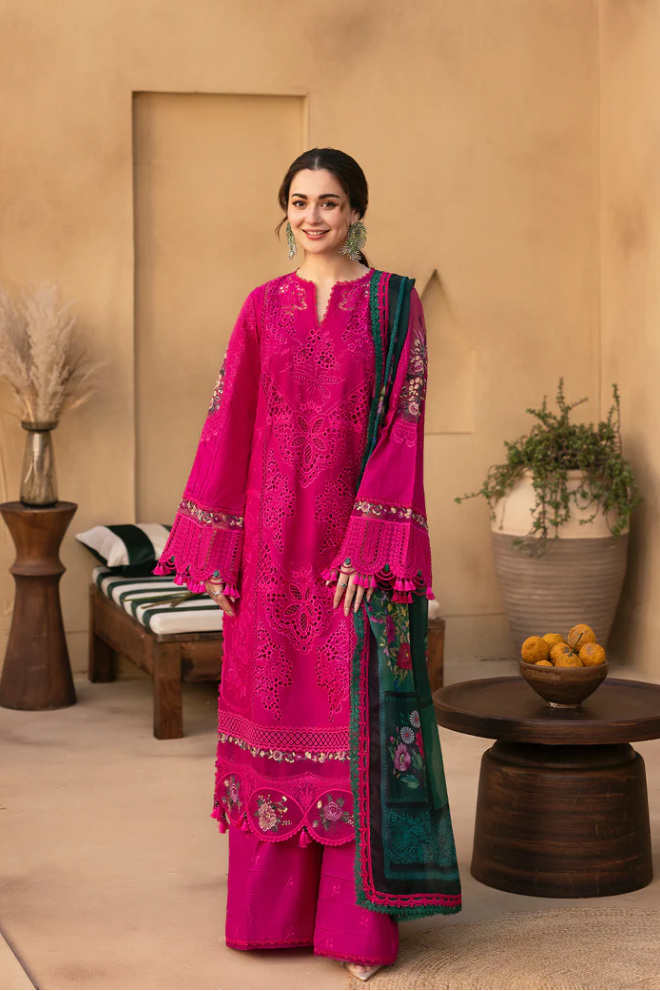 Saira Rizwan 3PC Lawn Embroidered Shirt With Digital Printed Jacquard Dupatta- 4507