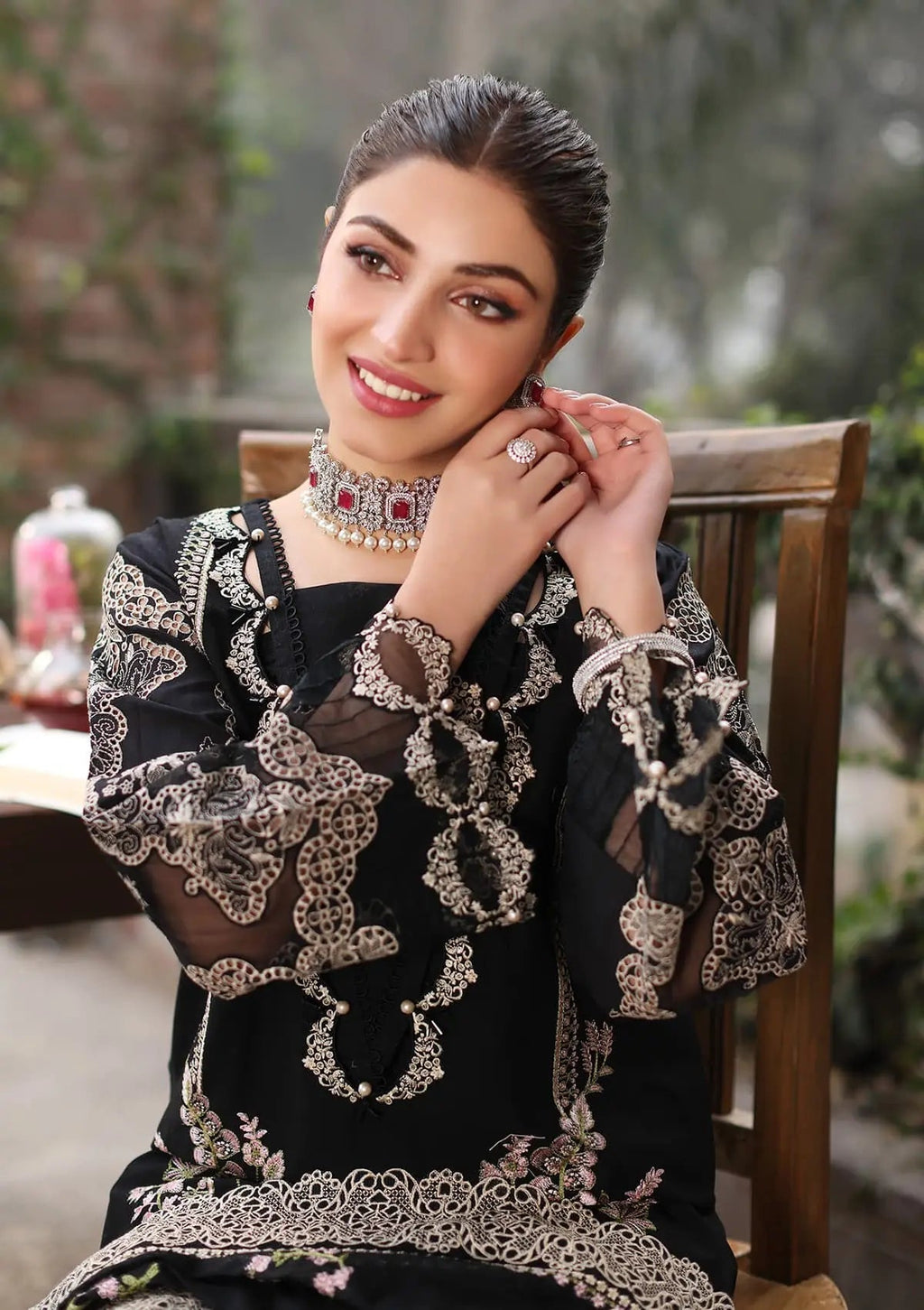 Kahaf 3PC LAWN EMBROIDERED SHIRT WITH  chiffon Dupatta AND TROUSER - NK 041 FT