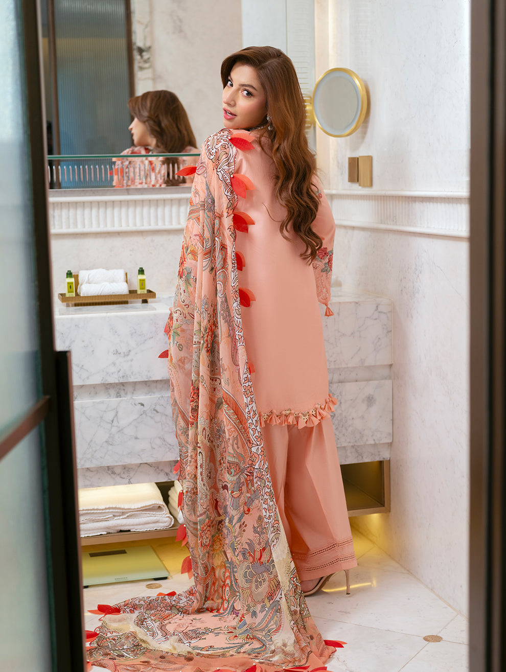 Ally's Premium 3 Piece Lawn Chikankari Embroidered Shirt With Digital Printed Jacquard Dupatta-5271 FS