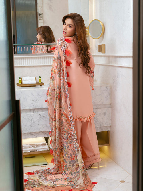 Ally's Premium 3 Piece Lawn Chikankari Embroidered Shirt With Digital Printed Jacquard Dupatta-5271 FS