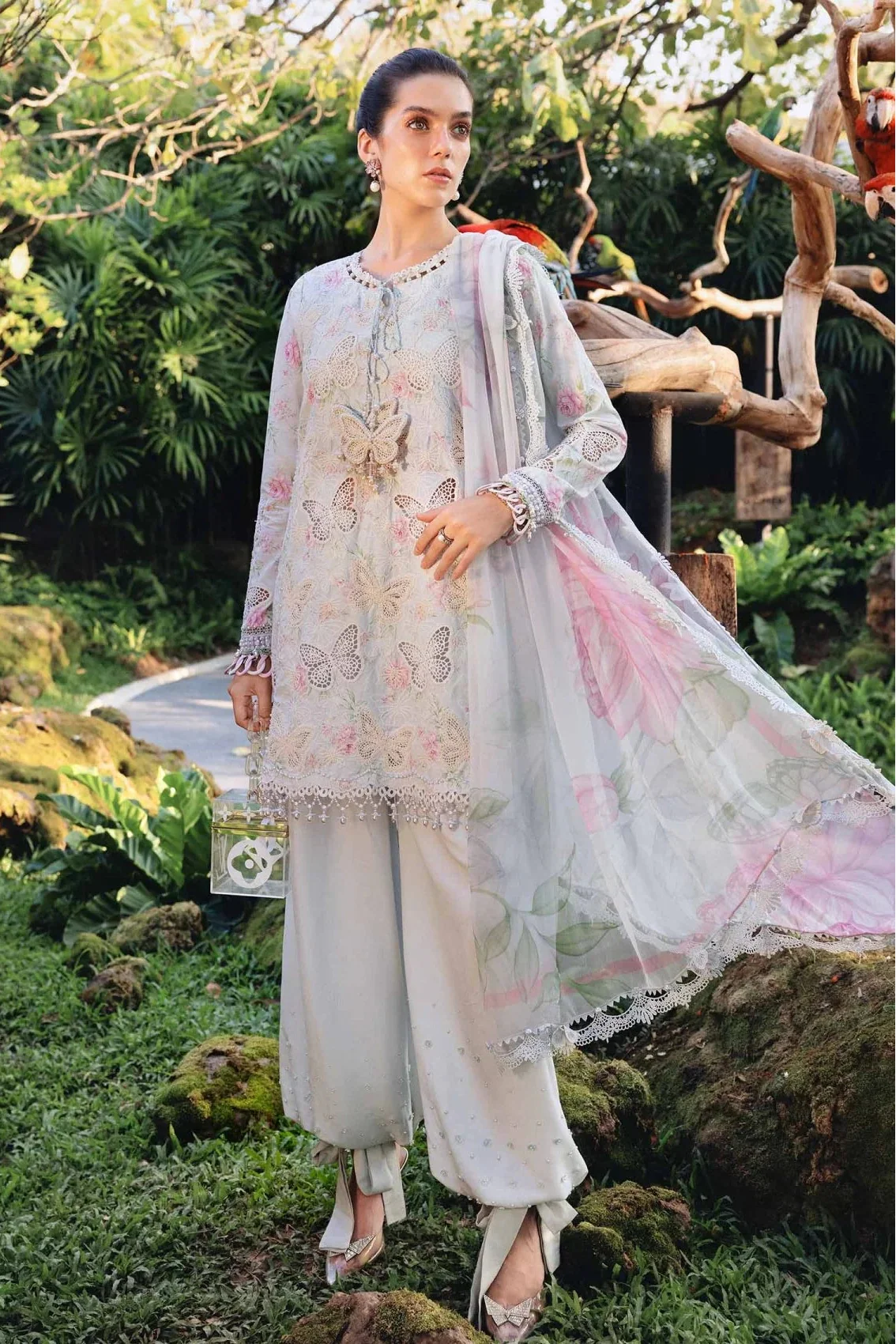 Maria B - Premium 3 Piece boring Embroidered SHIRT WITH Chiffon DUPATTA AND TROUSER - FT 056