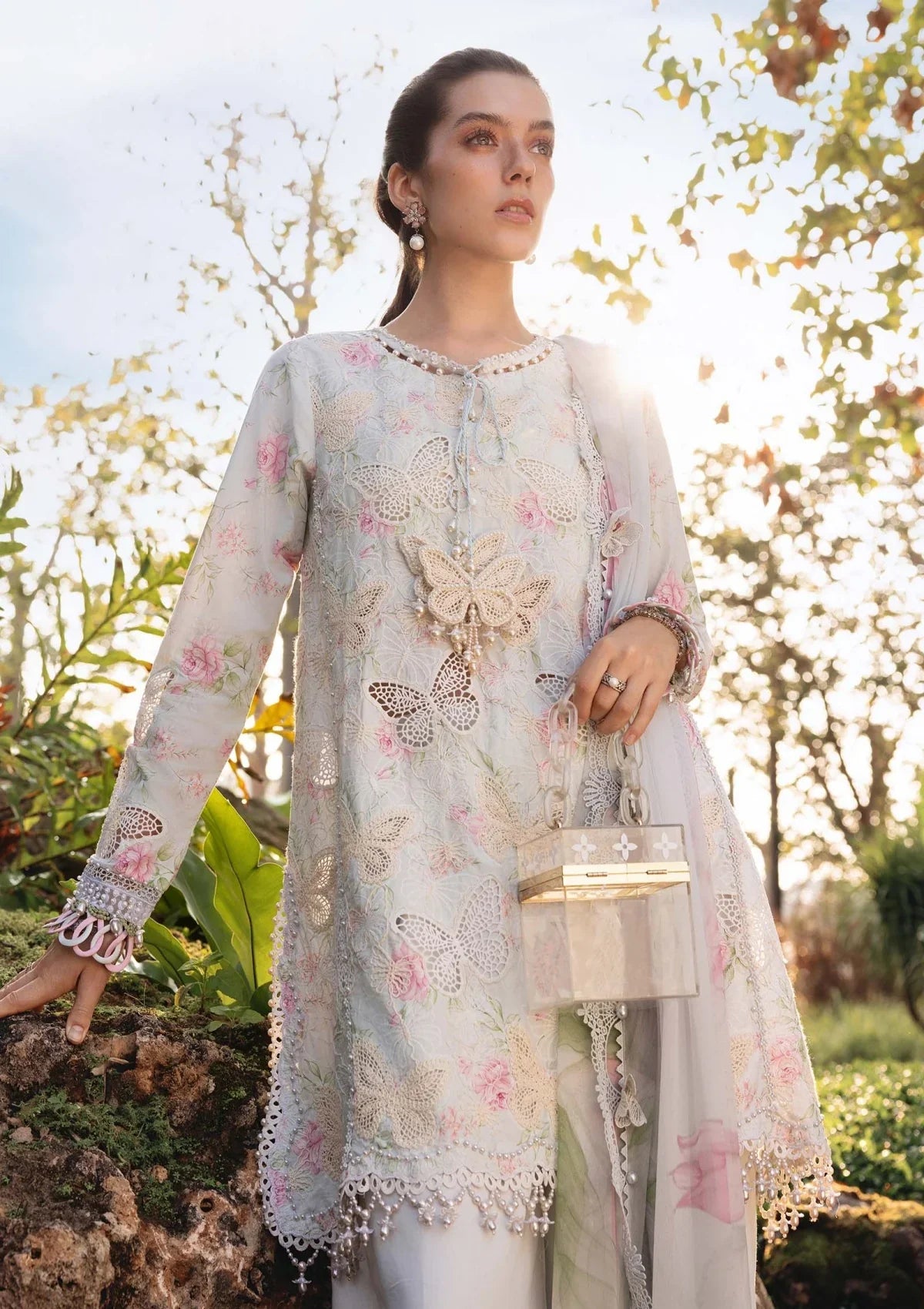Maria B - Premium 3 Piece boring Embroidered SHIRT WITH Chiffon DUPATTA AND TROUSER - FT 056