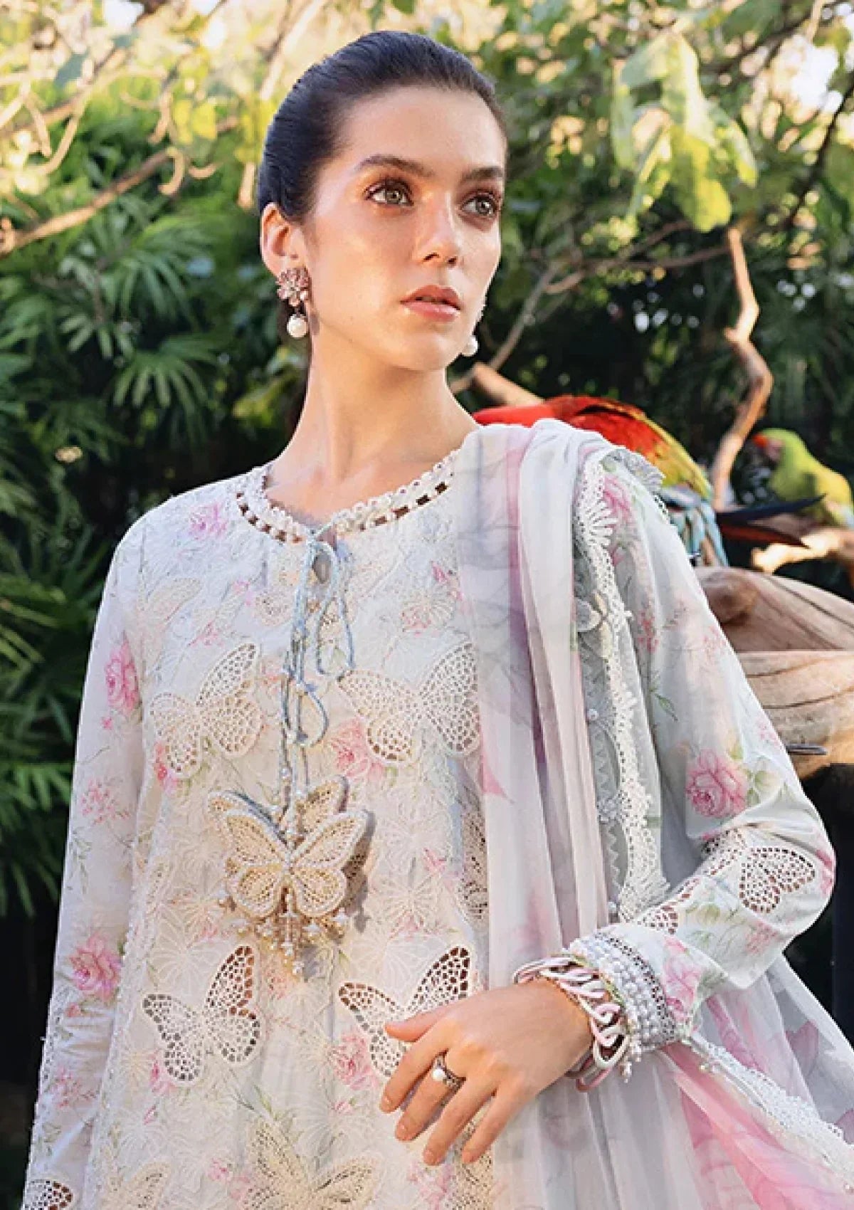 Maria B - Premium 3 Piece boring Embroidered SHIRT WITH Chiffon DUPATTA AND TROUSER - FT 056