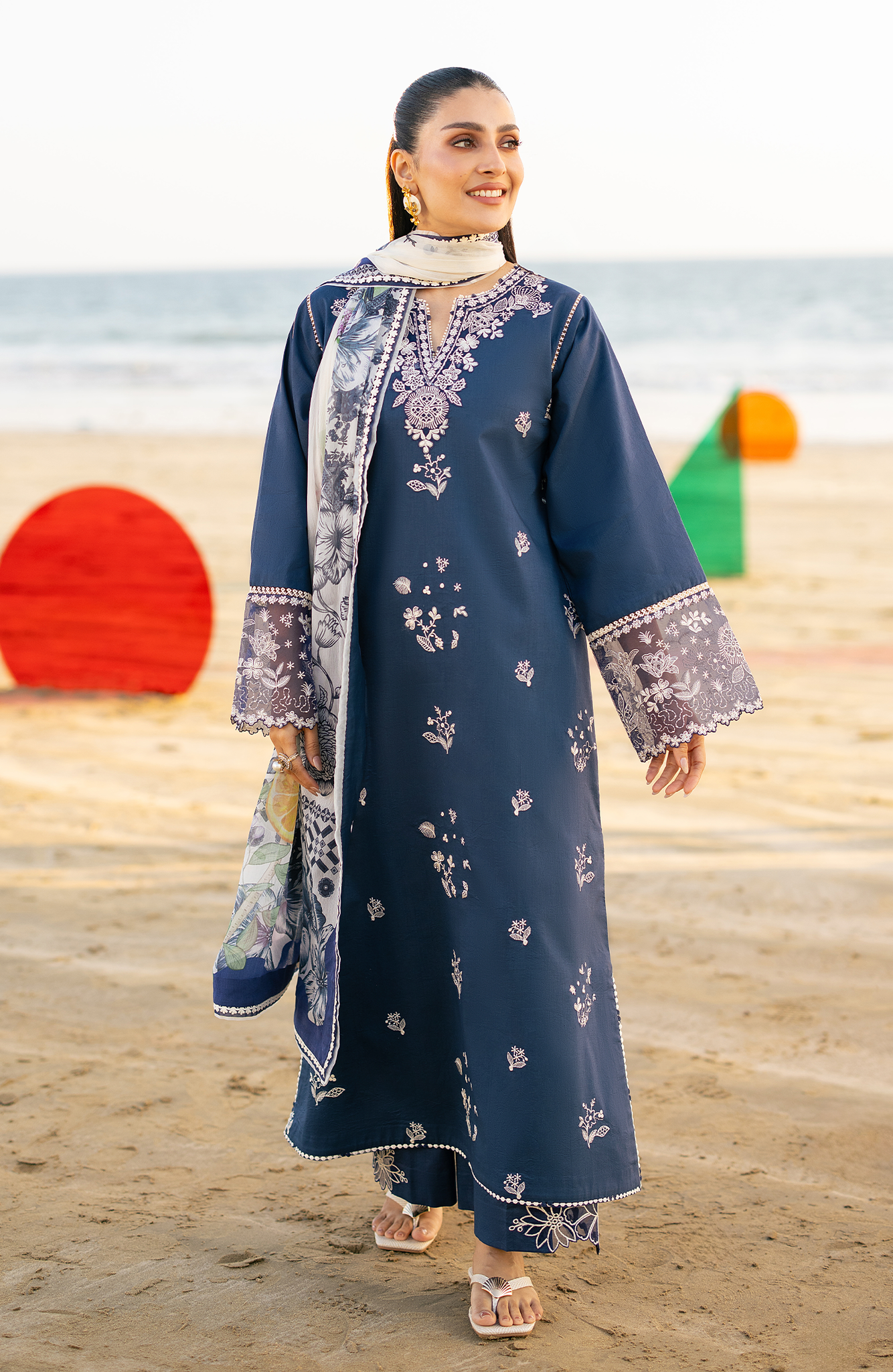 SERAN-Premium 3 Piece Lawn EMBROIDERED SHIRT WITH CHIFFON PRINT DUPATTA AND EMB TROUSER-BIC-4845