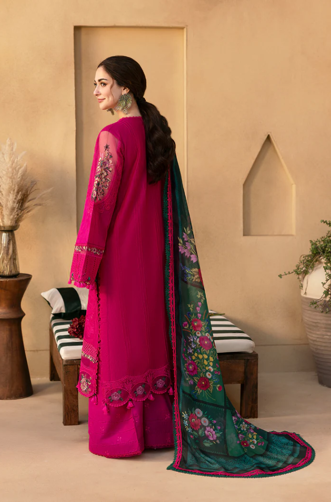 Saira Rizwan 3PC Lawn Embroidered Shirt With Digital Printed Jacquard Dupatta- 4507
