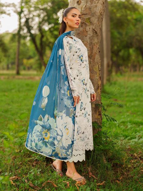 Premium 3 Piece Printed Lawn Shirt With Voile Printed Dupatta-1546 FS
