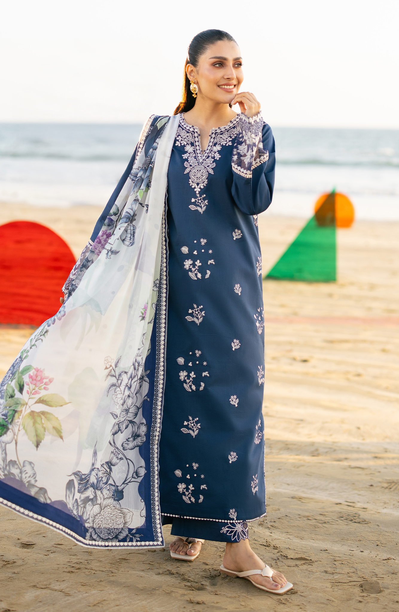 SERAN-Premium 3 Piece Lawn EMBROIDERED SHIRT WITH CHIFFON PRINT DUPATTA AND EMB TROUSER-BIC-4845