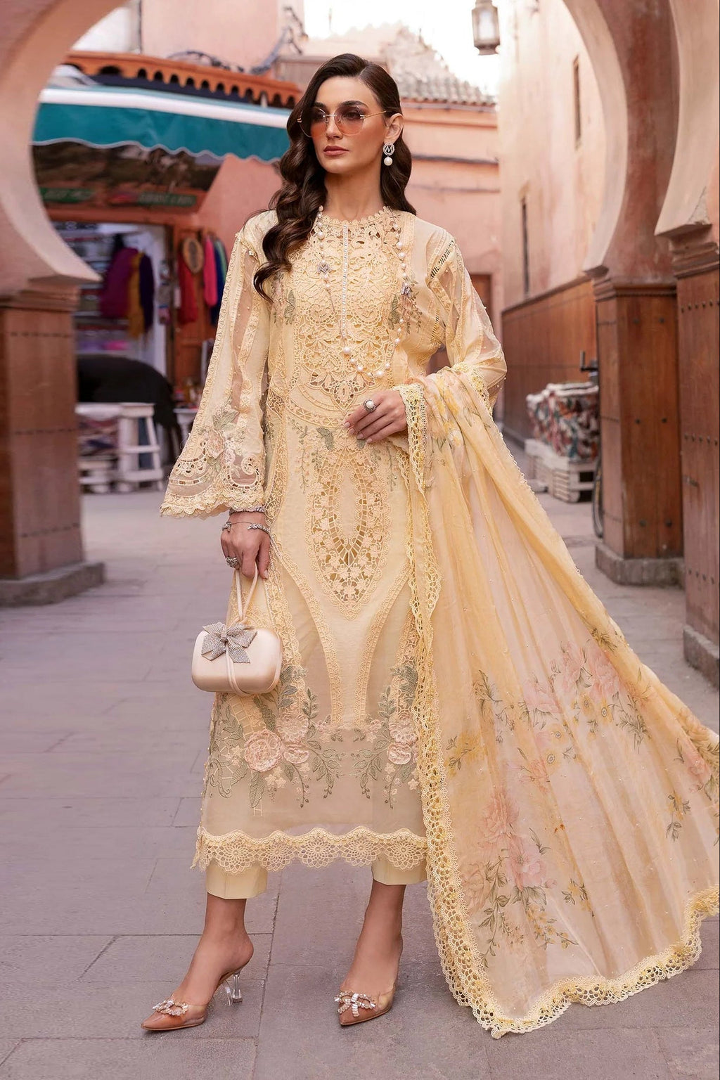 Premium 3 Piece Lawn Embroidered With Chiffon Digital Printed Dupatta - 5269 FS