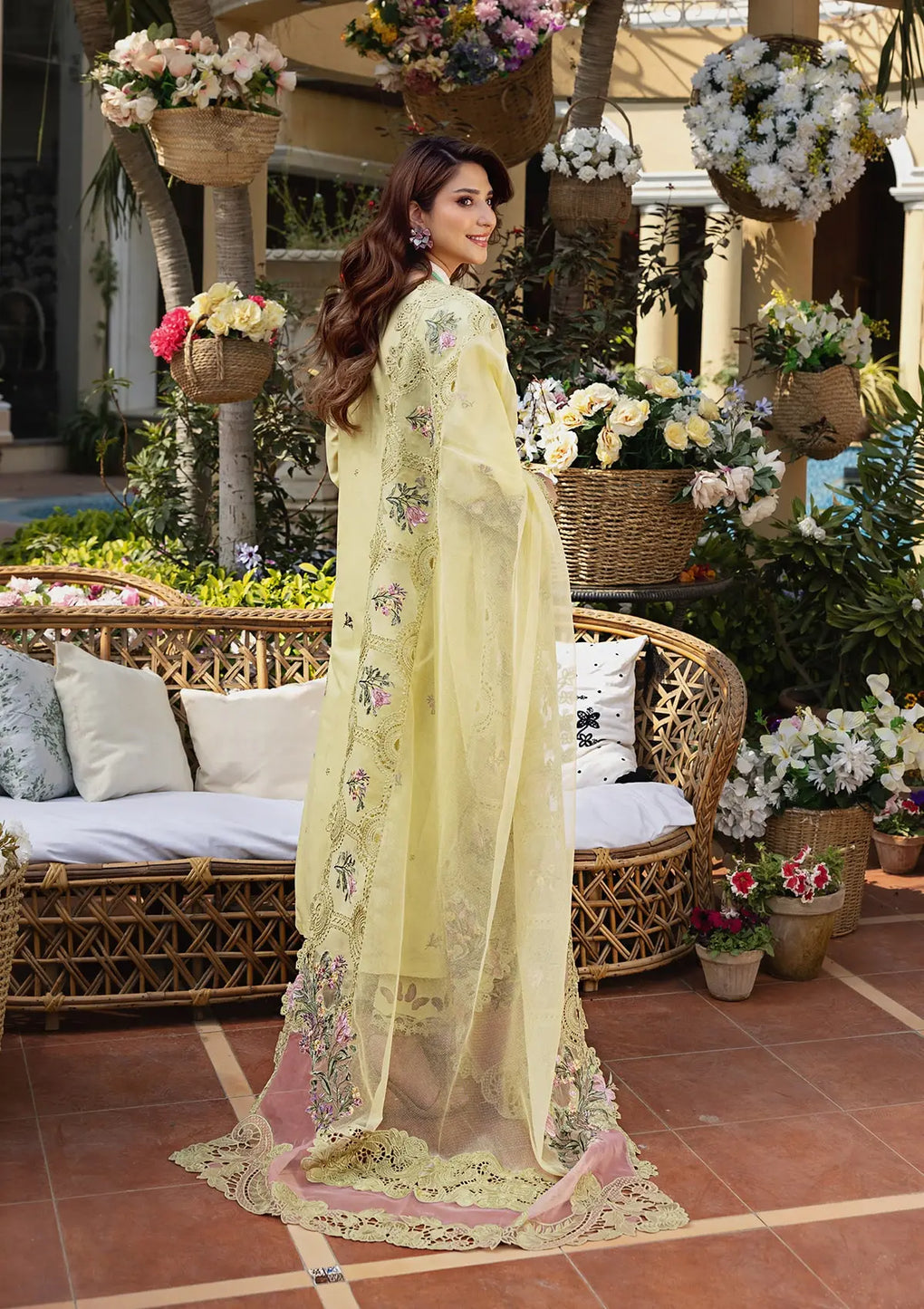 ELAF-Premium 3 Piece Lawn CHIKANKARI EMBROIDERED SHIRT WITH KHAADI NET EMB DUPATTA AND EMB TROUSER-BIC-4601