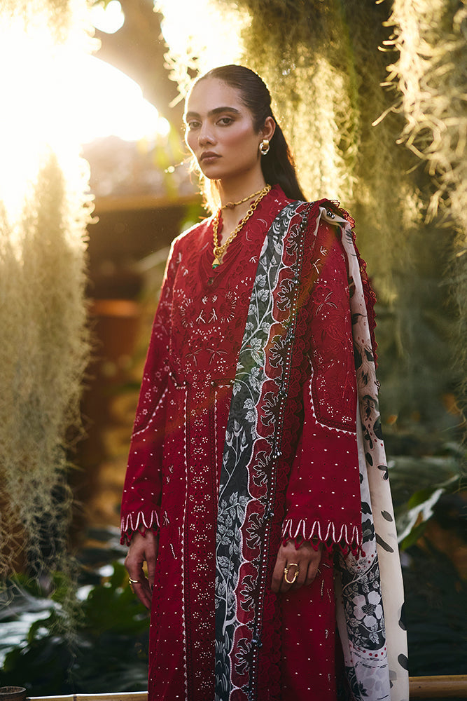 SUFFUSE-Premium 3 Piece Lawn EMBROIDERED SHIRT WITH CHIFFON PRINT DUPATTA AND EMB TROUSER-BIC-4810