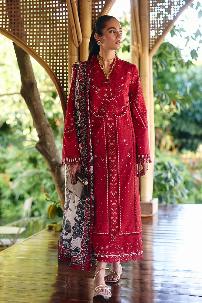 SUFFUSE-Premium 3 Piece Lawn EMBROIDERED SHIRT WITH CHIFFON PRINT DUPATTA AND EMB TROUSER-BIC-4810