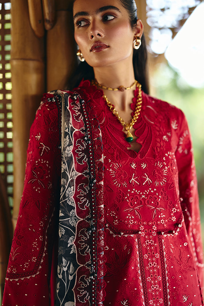 SUFFUSE-Premium 3 Piece Lawn EMBROIDERED SHIRT WITH CHIFFON PRINT DUPATTA AND EMB TROUSER-BIC-4810