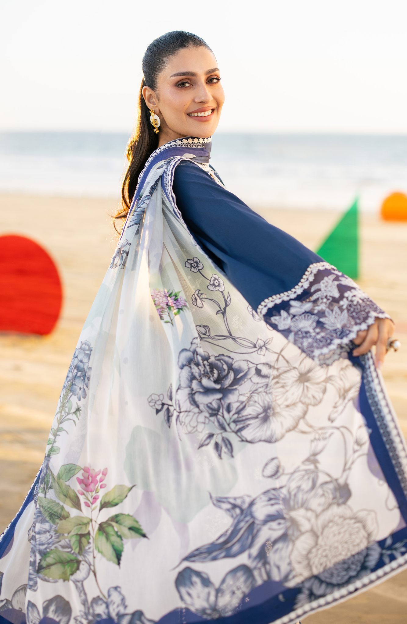 SERAN-Premium 3 Piece Lawn EMBROIDERED SHIRT WITH CHIFFON PRINT DUPATTA AND EMB TROUSER-BIC-4845