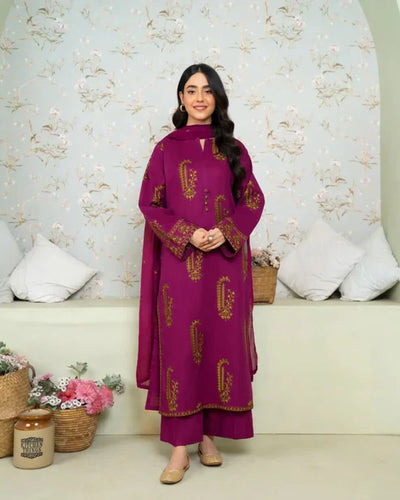 SAPPHIRE-Premium 3 Piece Lawn EMBROIDERED SHIRT WITH BAMBER CHIFFON EMBROIDERED DUPATTA AND LAWN TROUSER-BIC-4615