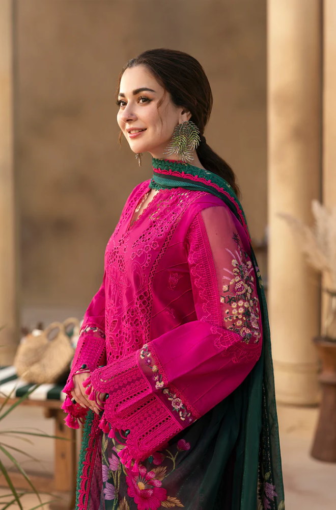 Saira Rizwan 3PC Lawn Embroidered Shirt With Digital Printed Jacquard Dupatta- 4507
