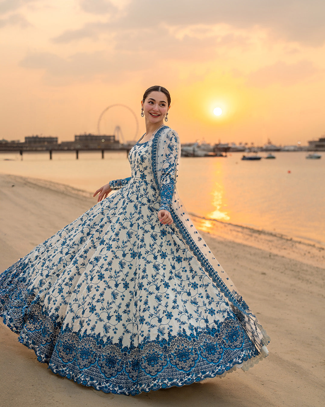 FAIZA SAQLAIN-FROCK Premium 3 Piece Lawn EMBROIDERED SHIRT WITH NET EMBROIDERED DUPATTA AND TROUSER-4847