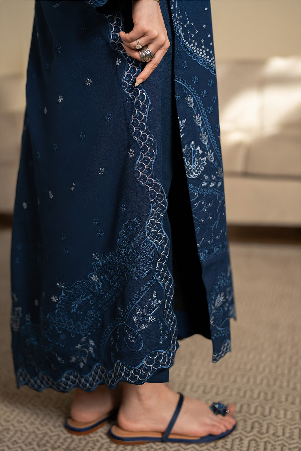 SAPPHIRE-3PC LAWN EMBROIDERED SHIRT WITH KHADDI NET EMBROIDERED DUPATTA AND TROUSER-BIC-4675