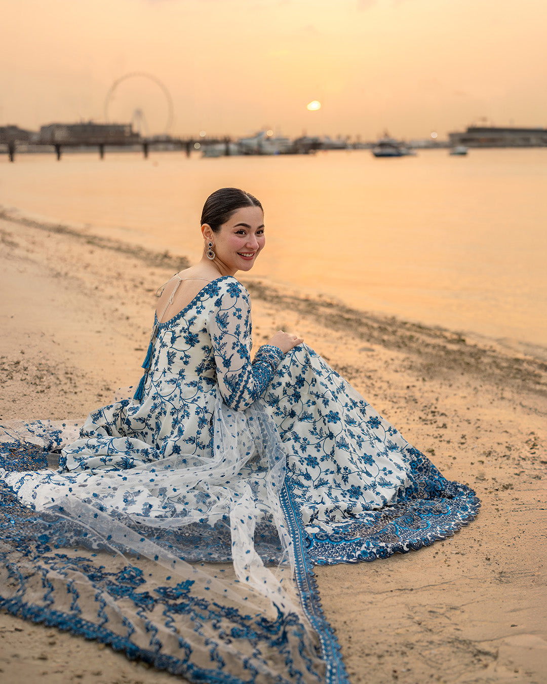 FAIZA SAQLAIN-FROCK Premium 3 Piece Lawn EMBROIDERED SHIRT WITH NET EMBROIDERED DUPATTA AND TROUSER-4847