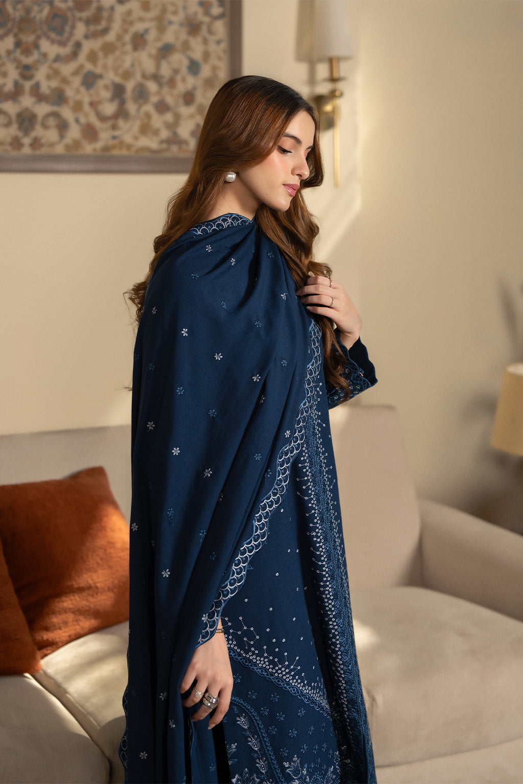 SAPPHIRE-3PC LAWN EMBROIDERED SHIRT WITH KHADDI NET EMBROIDERED DUPATTA AND TROUSER-BIC-4675