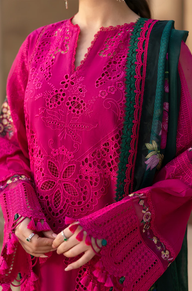 Saira Rizwan 3PC Lawn Embroidered Shirt With Digital Printed Jacquard Dupatta- 4507