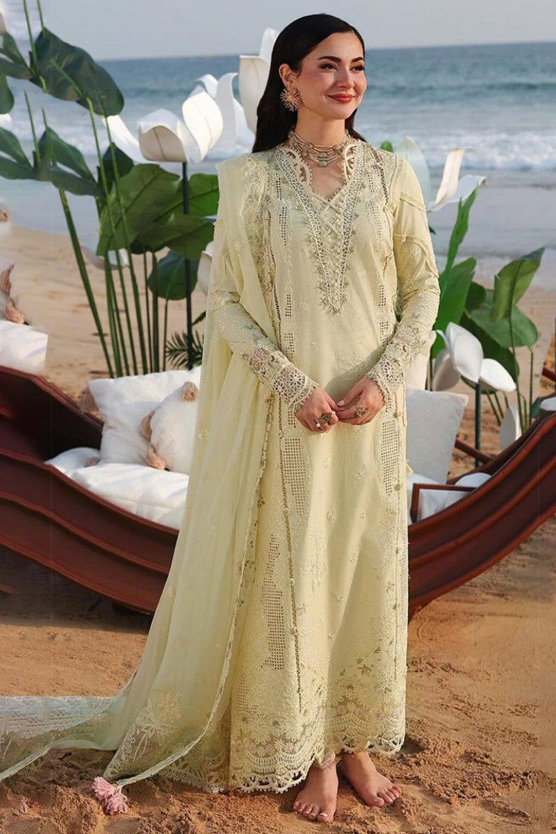 Qalamkar Premium 3 Piece Lawn Embroidered Shirt with Organza Embroidered Dupatta - 5213 FS