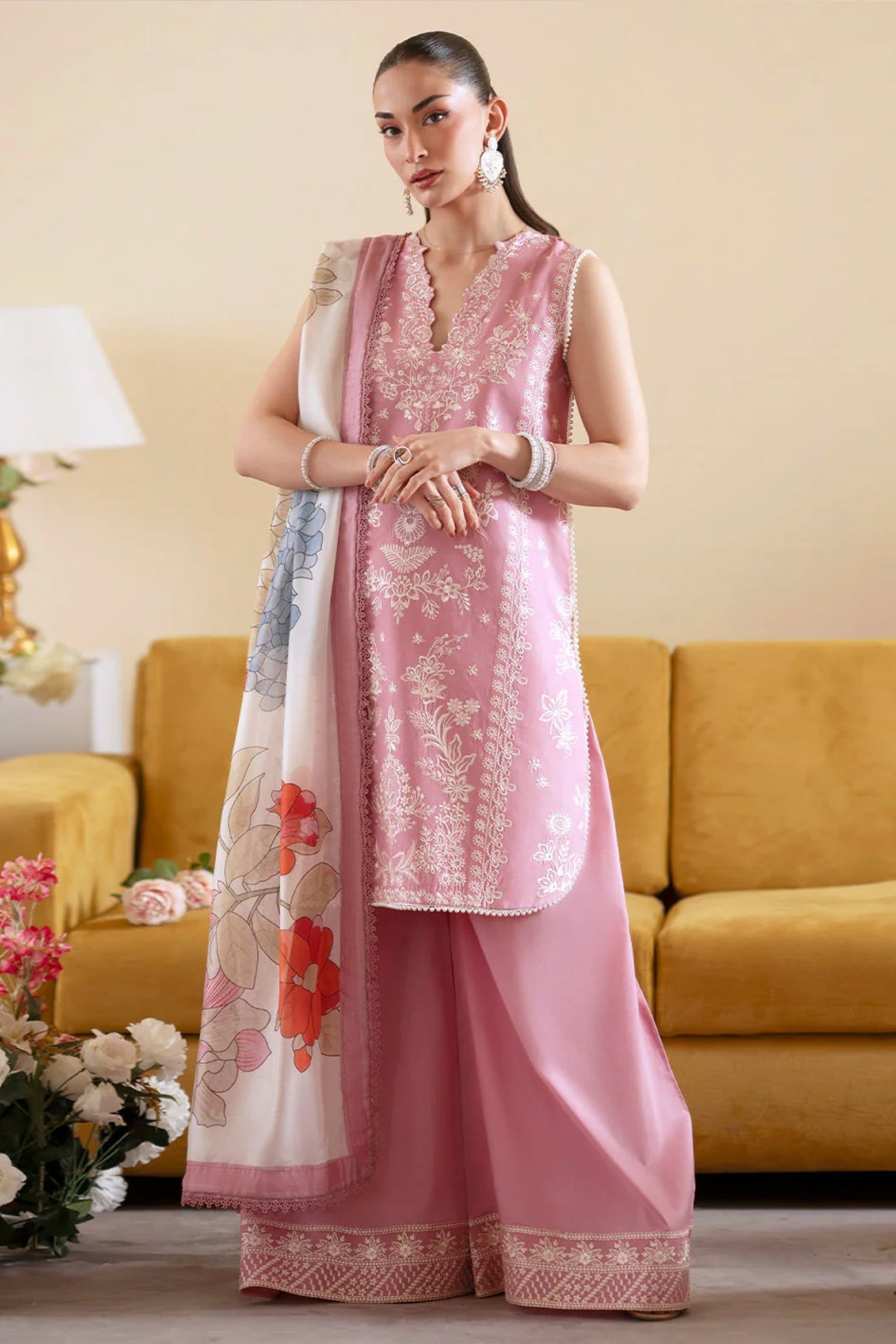 Premium 3 Piece Lawn Embroidered With Chiffon Digital Printed Dupatta-5224 FS