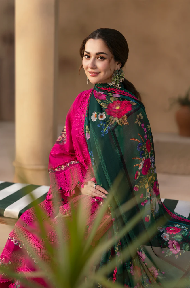 Saira Rizwan 3PC Lawn Embroidered Shirt With Digital Printed Jacquard Dupatta- 4507