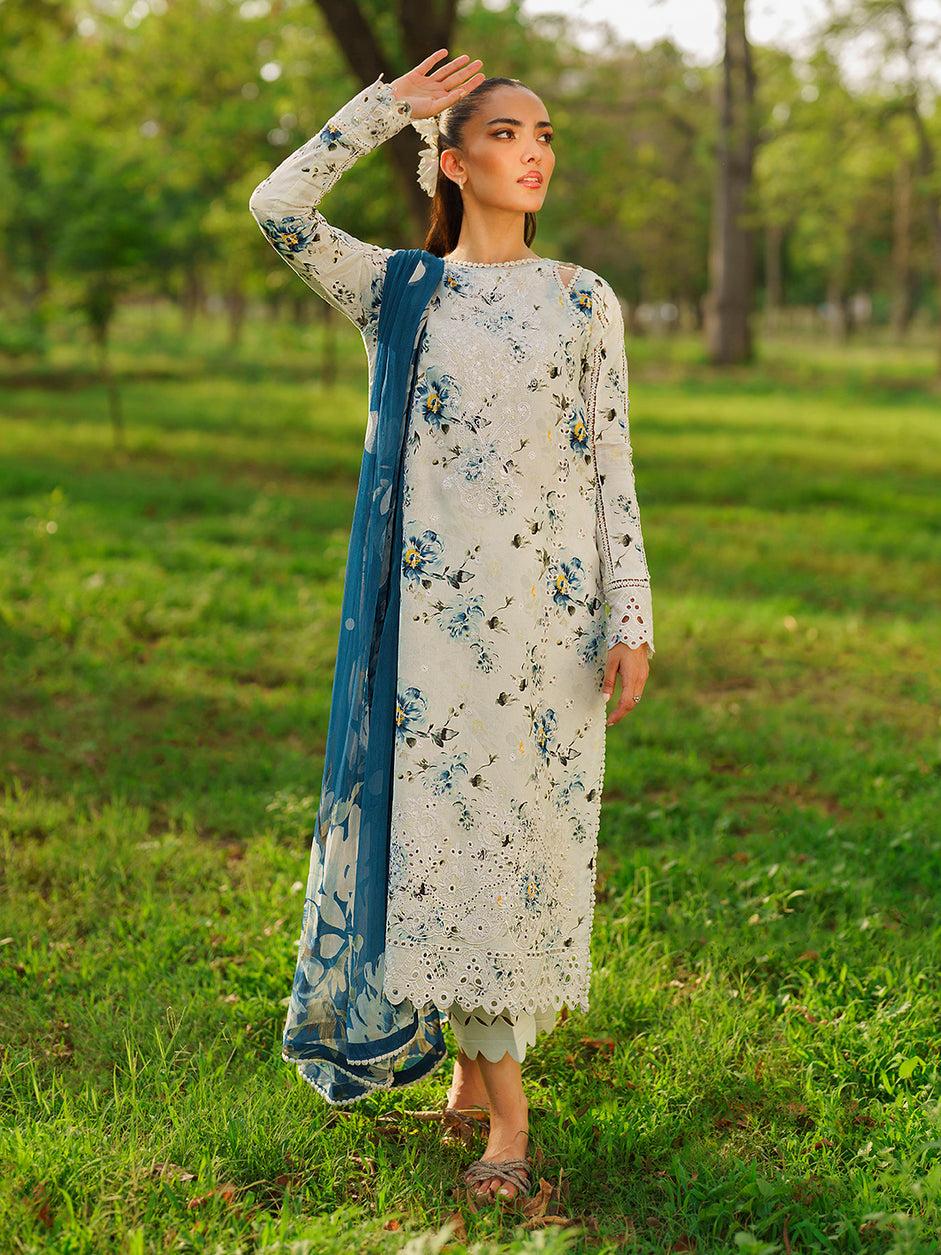Premium 3 Piece Printed Lawn Shirt With Voile Printed Dupatta-1546 FS