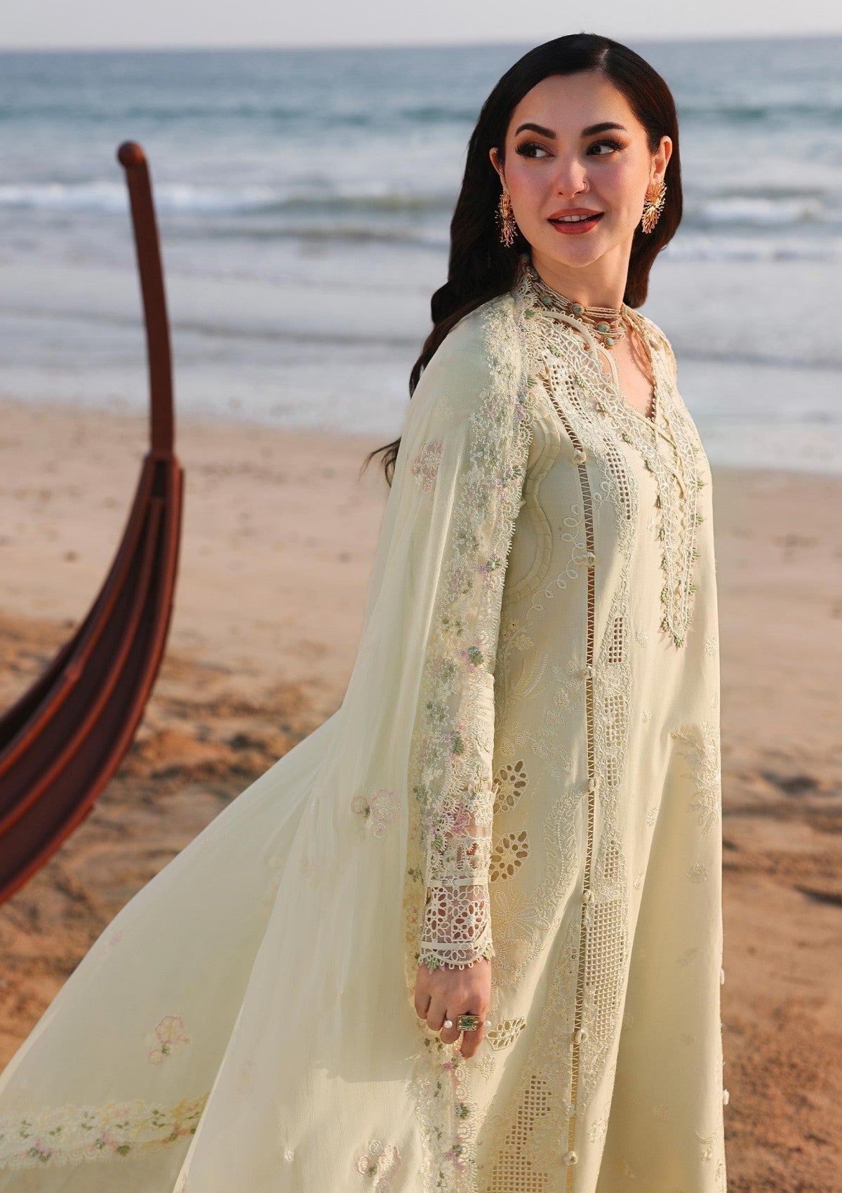 Qalamkar Premium 3 Piece Lawn Embroidered Shirt with Organza Embroidered Dupatta - 5213 FS