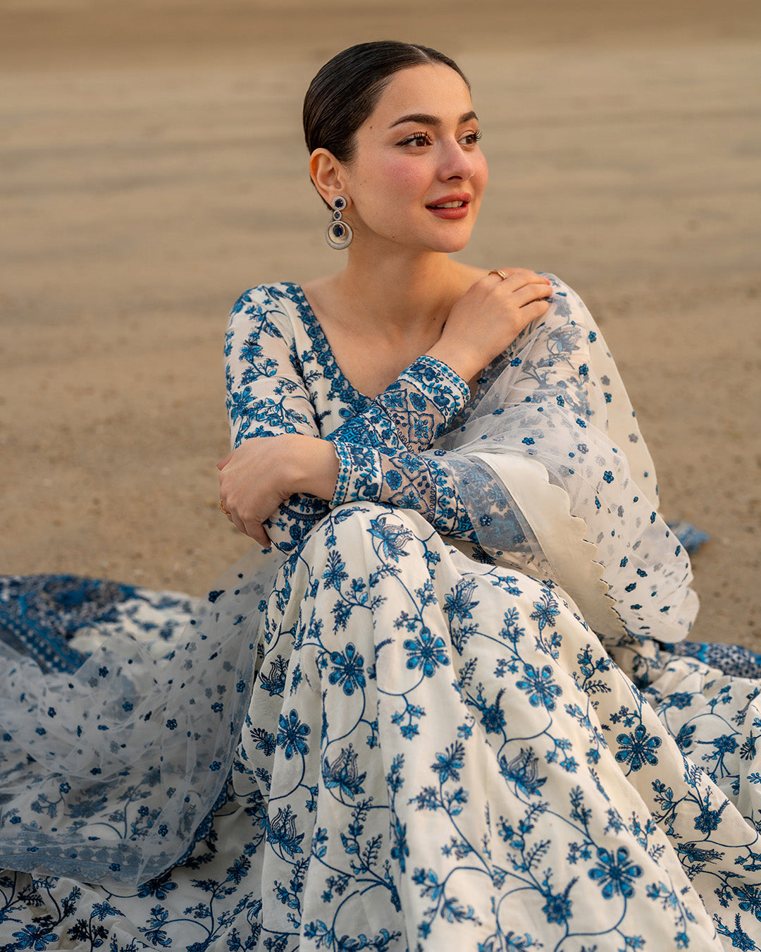 FAIZA SAQLAIN-FROCK Premium 3 Piece Lawn EMBROIDERED SHIRT WITH NET EMBROIDERED DUPATTA AND TROUSER-4847
