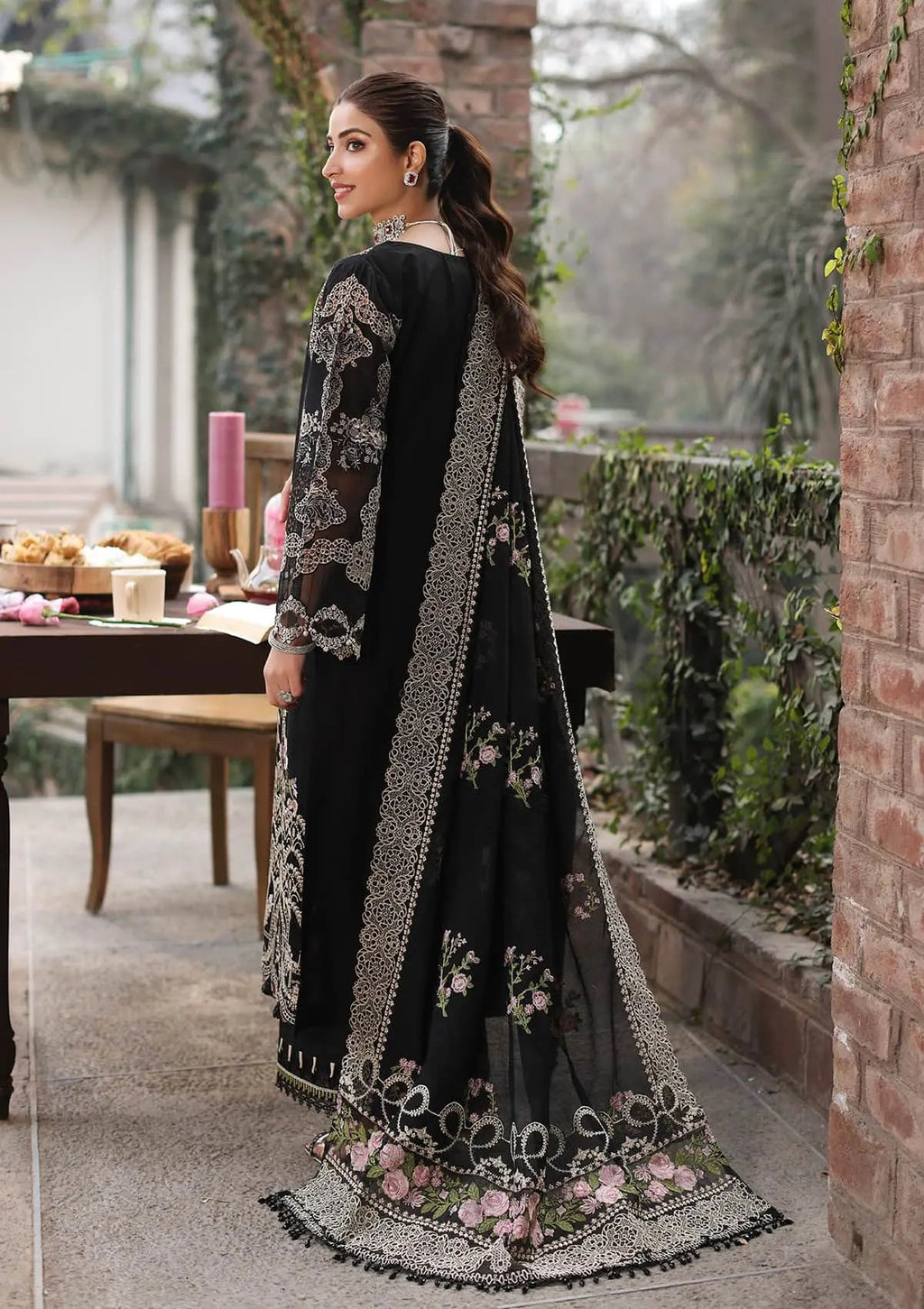 Kahaf 3PC LAWN EMBROIDERED SHIRT WITH  chiffon Dupatta AND TROUSER - NK 041 FT