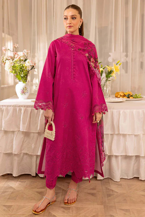 Farasha - Premium 3 Piece LAWN Boring Embroidered SHIRT WITH Printed Poly DUPATTA AND TROUSER - JN 204