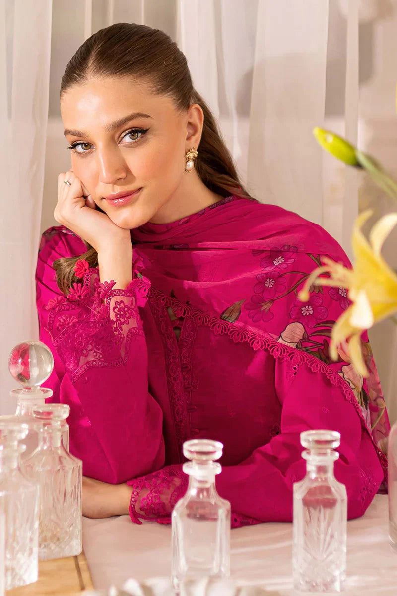 Farasha - Premium 3 Piece LAWN Boring Embroidered SHIRT WITH Printed Poly DUPATTA AND TROUSER - JN 204