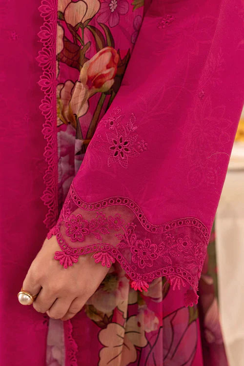 Farasha - Premium 3 Piece LAWN Boring Embroidered SHIRT WITH Printed Poly DUPATTA AND TROUSER - JN 204
