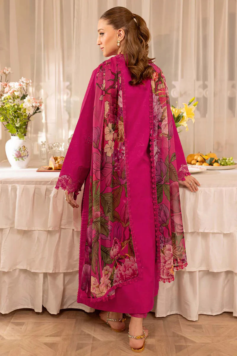 Farasha - Premium 3 Piece LAWN Boring Embroidered SHIRT WITH Printed Poly DUPATTA AND TROUSER - JN 204