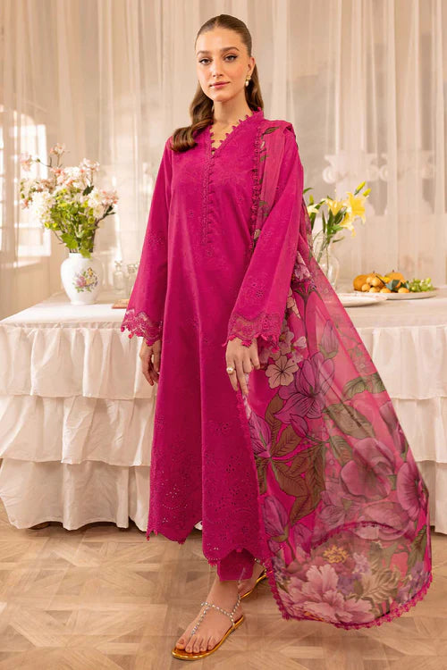 Farasha - Premium 3 Piece LAWN Boring Embroidered SHIRT WITH Printed Poly DUPATTA AND TROUSER - JN 204