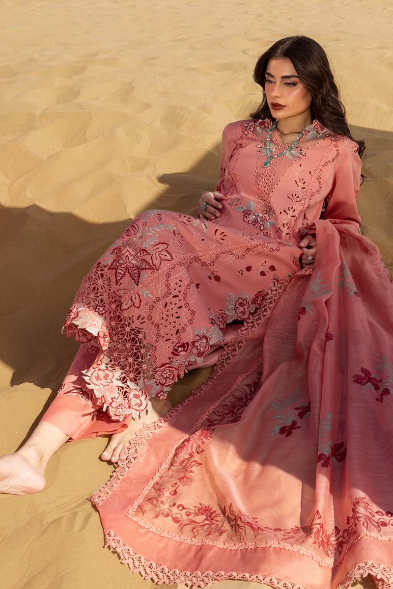 RANG RASIYA-Premium 3 Piece Lawn CHIKANKARI EMBROIDERED SHIRT WITH KHAADI NET EMBROIDERED DUPATTA AND TROUSER -BIC-4775